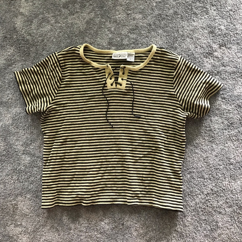 Striped white stag short sleeve shirt